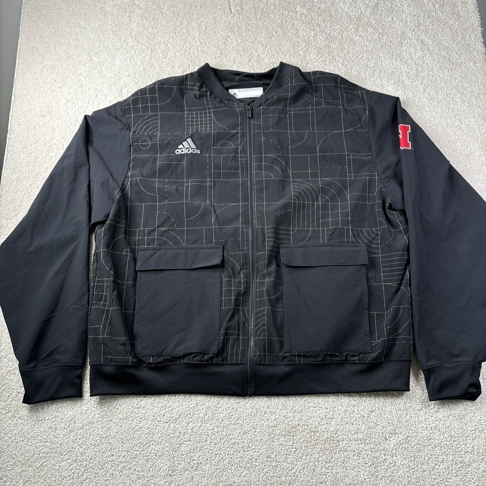 Adidas Nebraska Huskers Playoff FZ Jacket Men's Size XL Black Team Issue - Picture 2 of 14